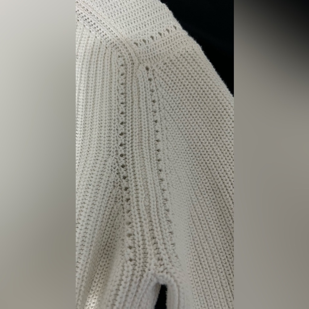 Lilly Pulitzer XL Ivory Cotton Knit Open Front Cardigan Fringe Hem Sweater BoHo - Picture 6 of 8
